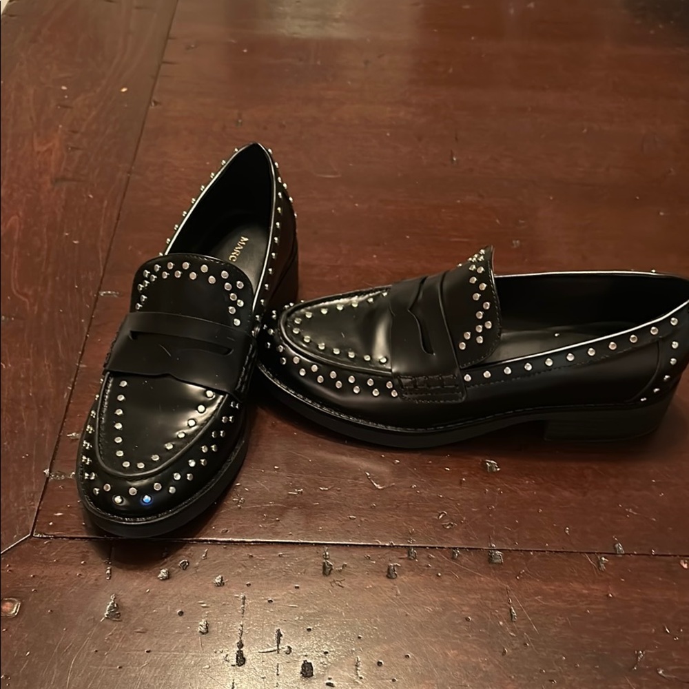 Marc Fisher Studded Black Loafers 7